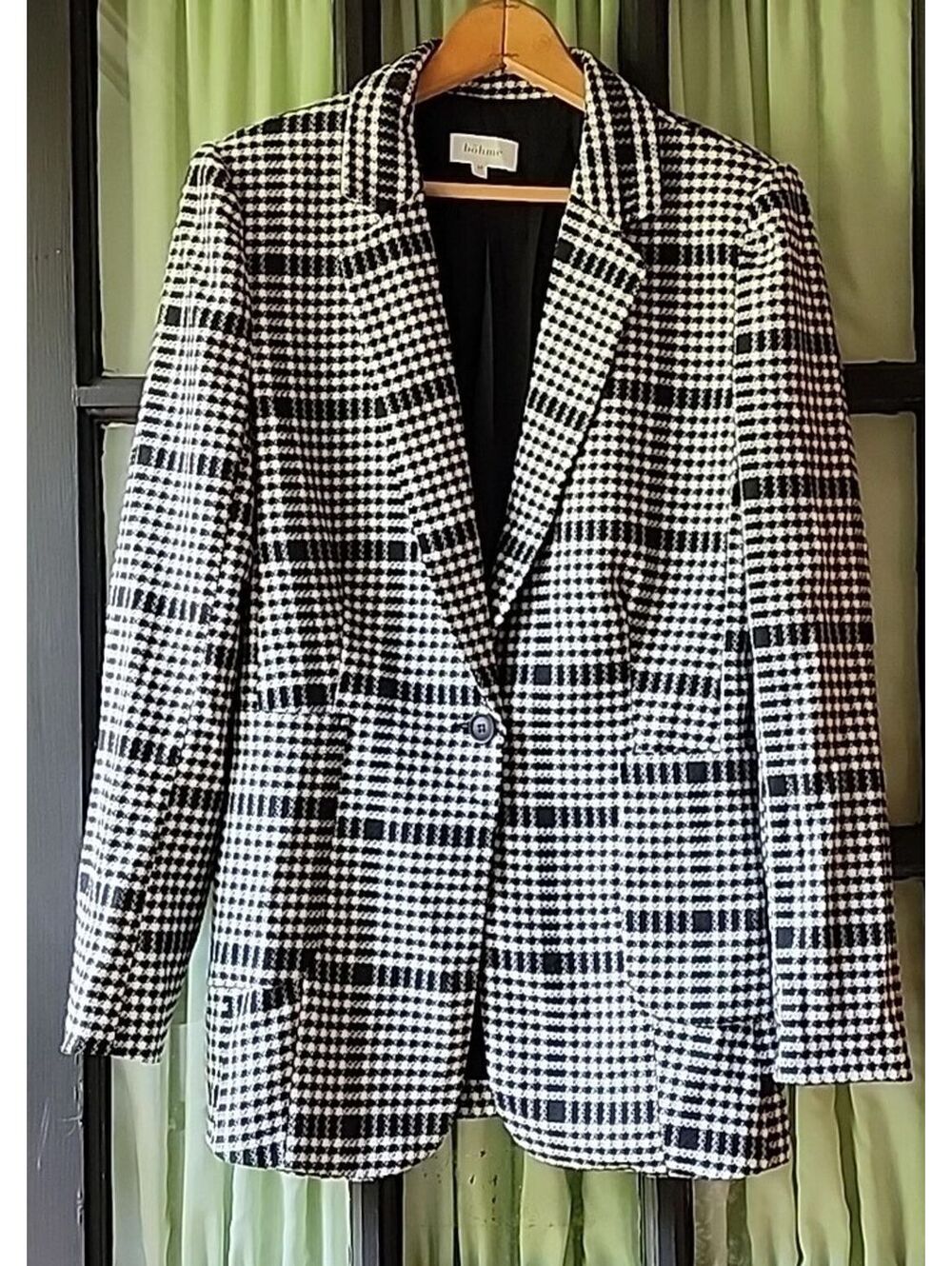 Bohme Blazer black and white striped/plaid size medium preppy country y2k 80s